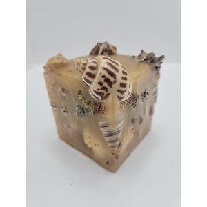 Vintage Hangmade Scented Gruvs Candles Made In USA Sea Shells 3 1/2" Square